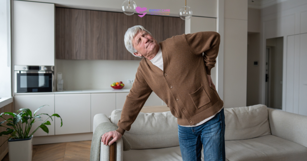 Elderly person finding daily household tasks difficult at home